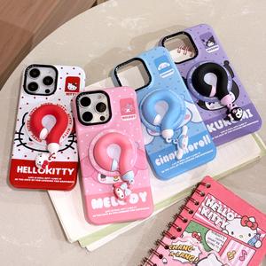 เครื่องหมายคำถาม 3 มิติ สร้างสรรค์ เข้ากันได้กับ iPhone 16 Pro Max เคสโทรศัพท์ My Melody บุคลิกภาพ น่ารัก Sanrio ขาตั้ง เข้ากันได้กับ iPhone 14 ใหม่ และ 15 Pro Max Cinnamoroll เคสฟิล์มแม่เหล็ก