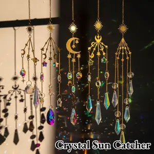 Lonceng Angin Crystal Sun Catcher Rumah Liontin Lampu Taman Pelangi Dekorasi Gantung Jendela Lonceng Angin Rumah Taman Liontin Pelangi Crystal  Hiasan Gantung Estetis