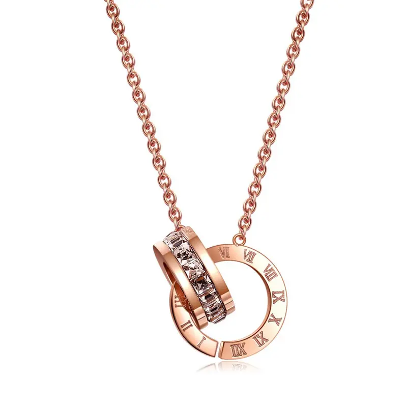 Simple Artistic Roman Digital Titanium Steel Necklace Geometric Personalized All-Match Clavicle Chain Jewelry Ins Style