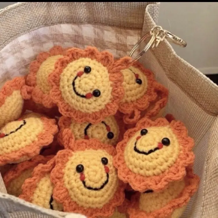 Móc Chìa Khoá hoa mặt trời bằng len handmade