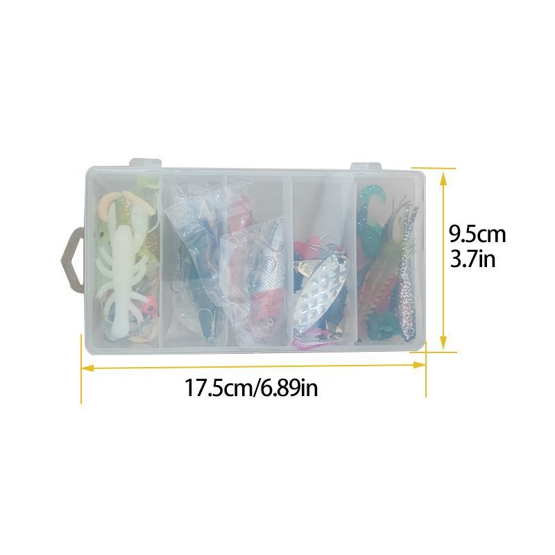 Product Introduction of Fishing Lures Kit, 78pcs/box Fishing Lures Set, Including Spoon Lures, Soft Plastic Worms, Crankbait Jigs, Multifunctional Fishing Accessories Tackle Box 12