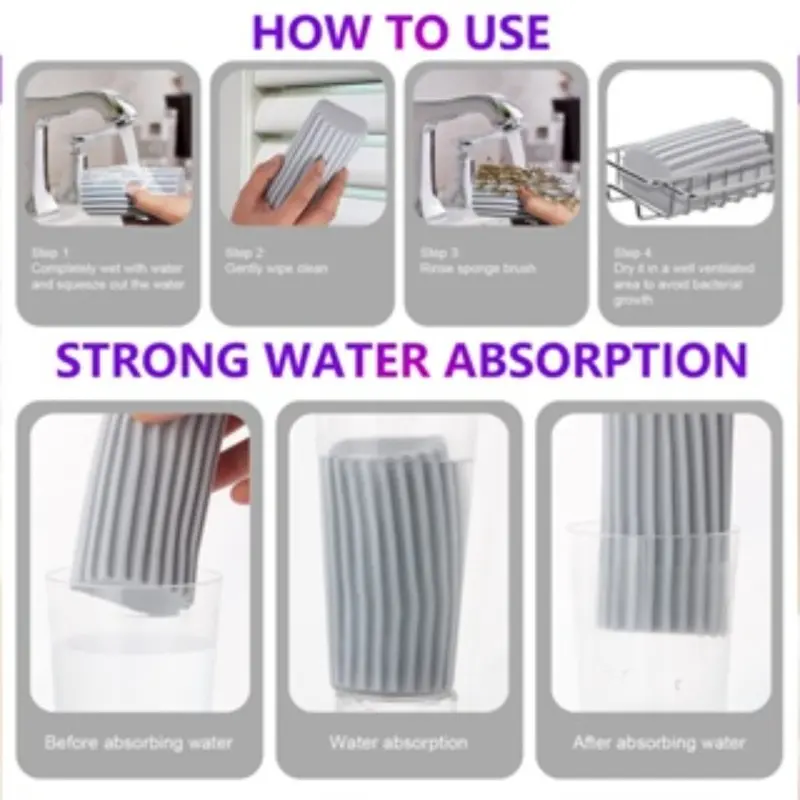Miếng Bọt Biển Thấm Hút Mạnh Đa Chức Năng, Phụ Kiện Làm Sạch, Miếng Bọt Biển Làm Sạch Nhà Cửa 7