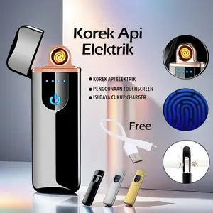 Korek Api Elektrik Finger Screen Touch Sensor USB Pemantik Elektronik Dua Sisi Ultra Tipis