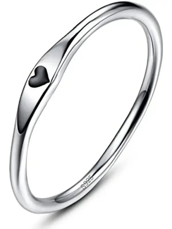 S925 Sterling Silver Heart Design Ring, Fashion Jewelry for Party, Daily Clothing Decor, Trendy All-match & Exquisite Jewelry for Birthday Gift 2
