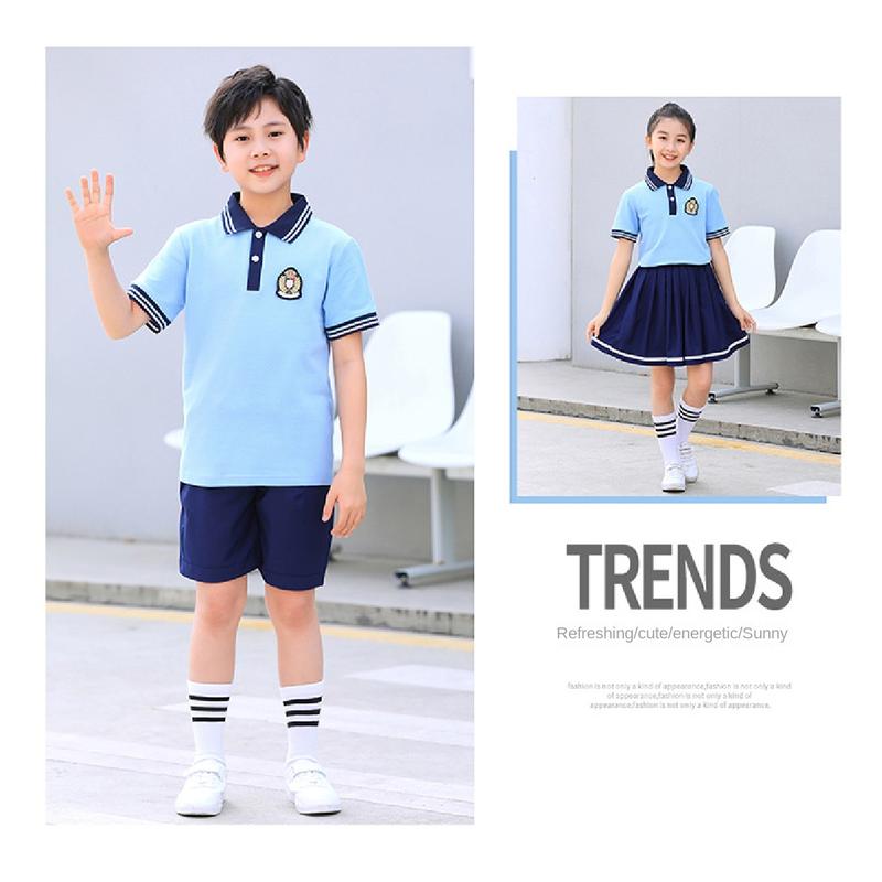 Product Introduction of New Summer Uniform Set for Primary School Students, Kindergarten Sports Style Fashion School Uniform, Group Performance Costume 16