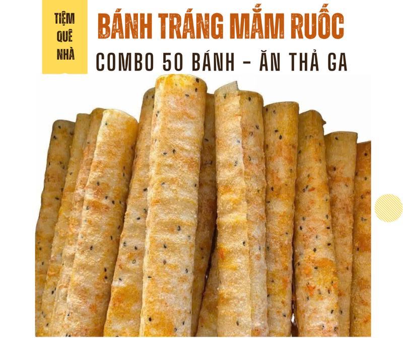 COMBO ĂN THẢ GA - 50 Bánh tráng nướng mắm ruốc FULL TOPPING - Đặc sản Phan Rang - Tiệm Quê Nhà - Ăn Vặt Cay Đồ ăn vặt