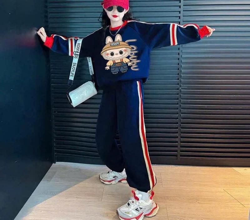 Sét Bộ Nỉ lông dành cho bé gái in Hình LABUBU CABIBARA ấm áp và xinh xắn cho mùa đông size từ 9 -42kg cho bé chất nỉ dầy dặn mã { HL3}