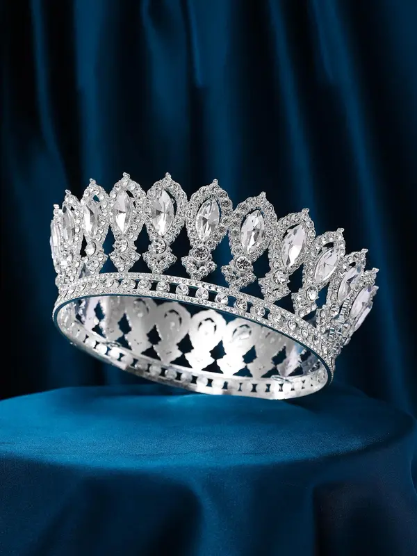 Rhinestone Decorated Crown Tiara for Wedding, Bridal Party Favor, Elegant Bridal Headwear for Wedding Bridal Party Formal Occasions 7