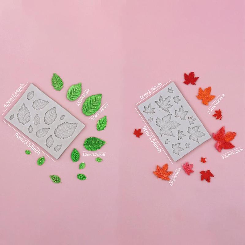 Leaf Shaped Silicone Mold, 1 Count Multi Grid 3D Fondant Silicone Mold, Cake Decorating Baking Supplies 1