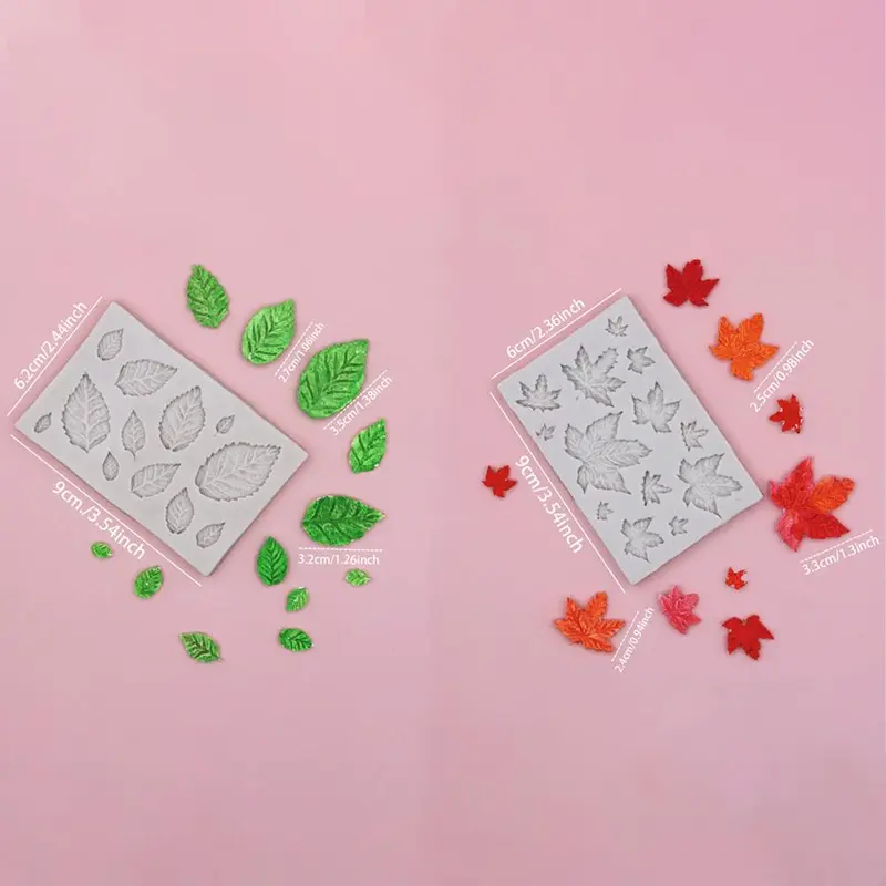 Leaf Shaped Silicone Mold, 1 Count Multi Grid 3D Fondant Silicone Mold, Cake Decorating Baking Supplies 1