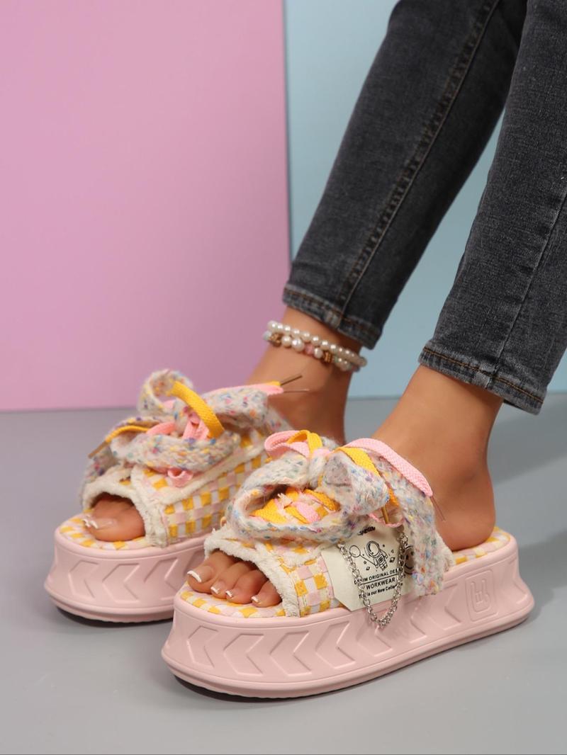 Product Introduction of Women's Fashionable Platform Sandals, Casual Comfortable Wedge Sandals for Daily Wear, Lightweight Breathable Shoes for Women & Girls, Summer 9