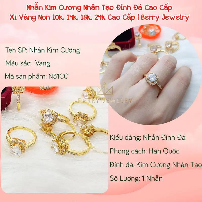 Nhẫn Nữ Titan Đính Đá Nhân Tạo Cao Cấp Lấp Lánh Thiết Kế Xi Mạ Vàng 18K Bền Màu Kiểu Dáng Hàn Quốc | Jewelry Queenn 2