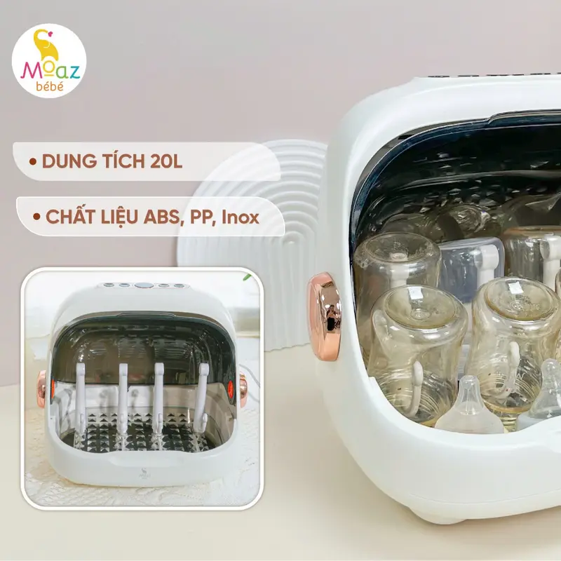 DTT- Máy úp bình sữa, tiệt trùng sấy khô tia UVC Moaz BéBé MB044 PLUS Michi Baby Bảo Hành 12 tháng-MC052 Cho Bé Trẻ sơ sinh 5