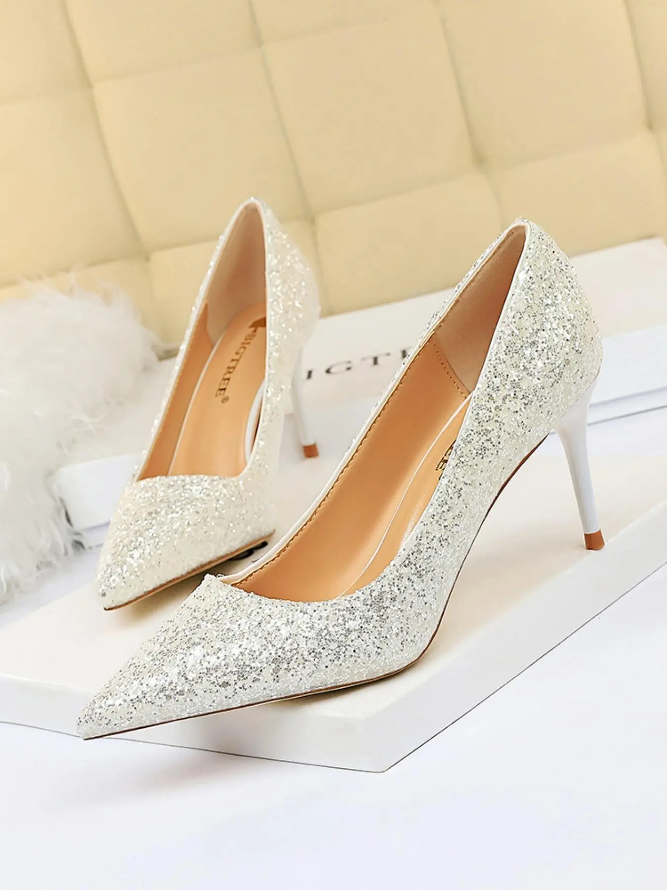 Women's Fashionable Glitter Decorated Stiletto Heels, 2024 New Style Elegant Pointed Toe High Heel Shoes for Party, Banquet, Fashionable Shoes for Daily Wear