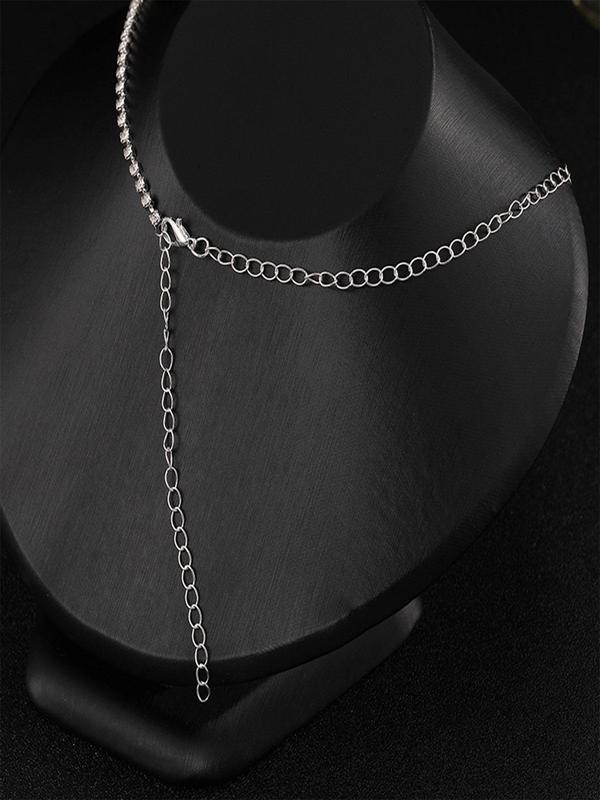 Women's Elegant Trendy Exquisite Rhinestone Necklace & Earrings, Fashion Jewelry Set for Party & Daily Clothing Decor, Birthday Gift 4