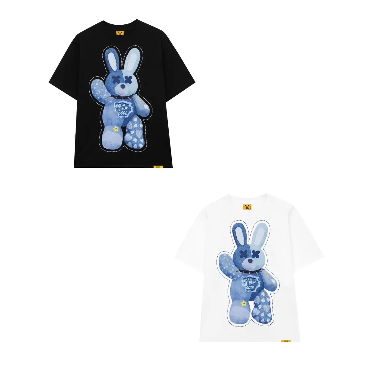 Áo thun BAD RABITS JEANS tee 2 màu trắng đen, Chất thun Cotton 100% thoáng mát
