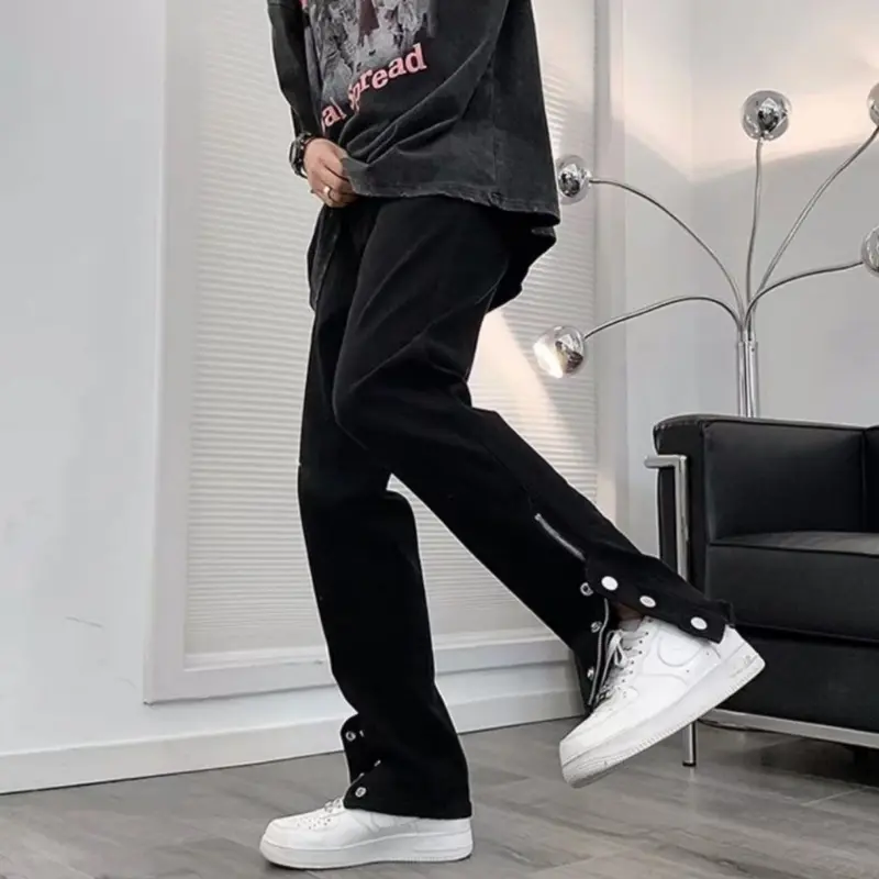 Quần Jean Nam KhóZip Quần Ống Rộng Nam Form Rộng Dáng Suông Phong Cách Hàn Quốc Trẻ Trung Năng Động .QD319. Menswear Pants