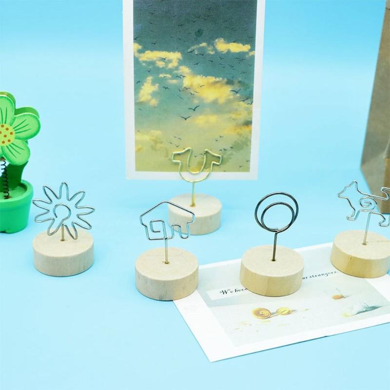 Product Introduction of 1 PC Party Decor Home Decoration Memo Card Round Wooden Holder Photo Frame Picture Clip Message Left Supporter 14