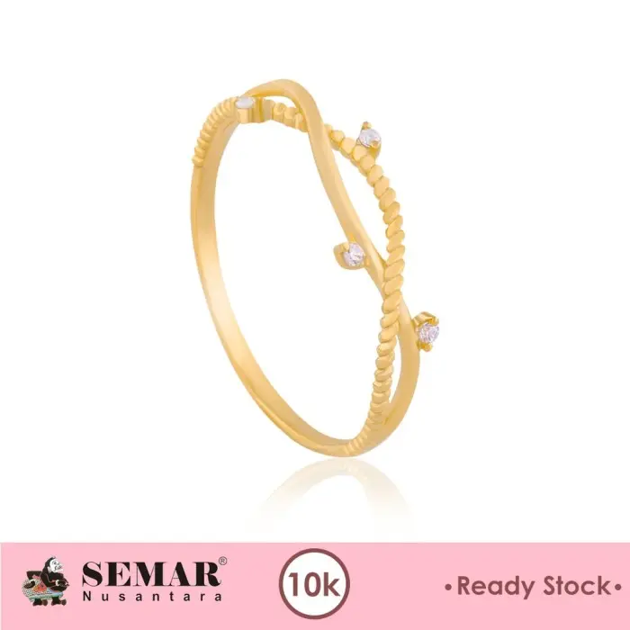 Cincin Emas Camelia Leaf Korean Style Gold 10K Semar Nusantara
