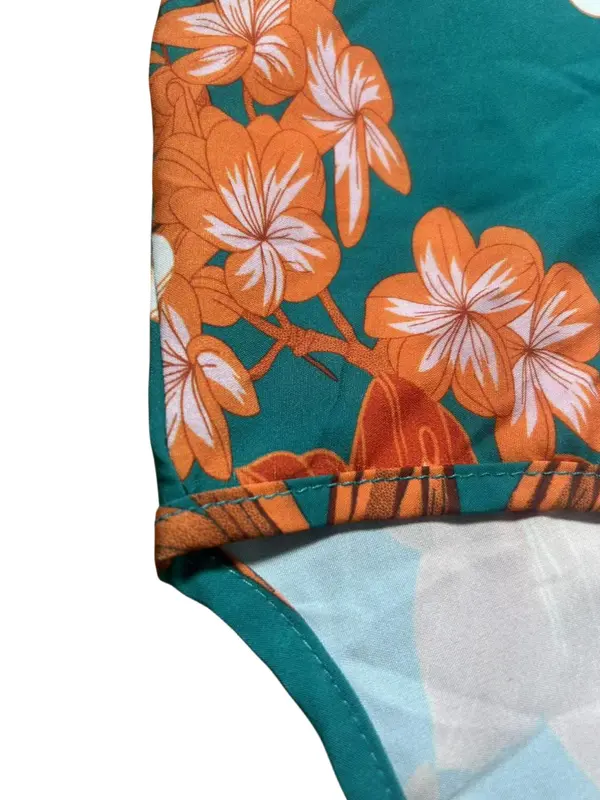 Women's Plants Print Belted Romper, Casual Short Sleeve Wide Leg Romper for Summer, Fashion Women's Clothes for Beach Holiday, Womenswear 7