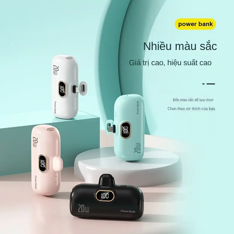 Sạc Dự Phòng Viên Nang Mini, Thiết Kế Dễ Thương, Không Dây, Cầm Tay Và Nhỏ Gọn, Tương Thích Với Apple, Huawei Và Các Thiết Bị Điện Thoại Di Động Xiaomi,
