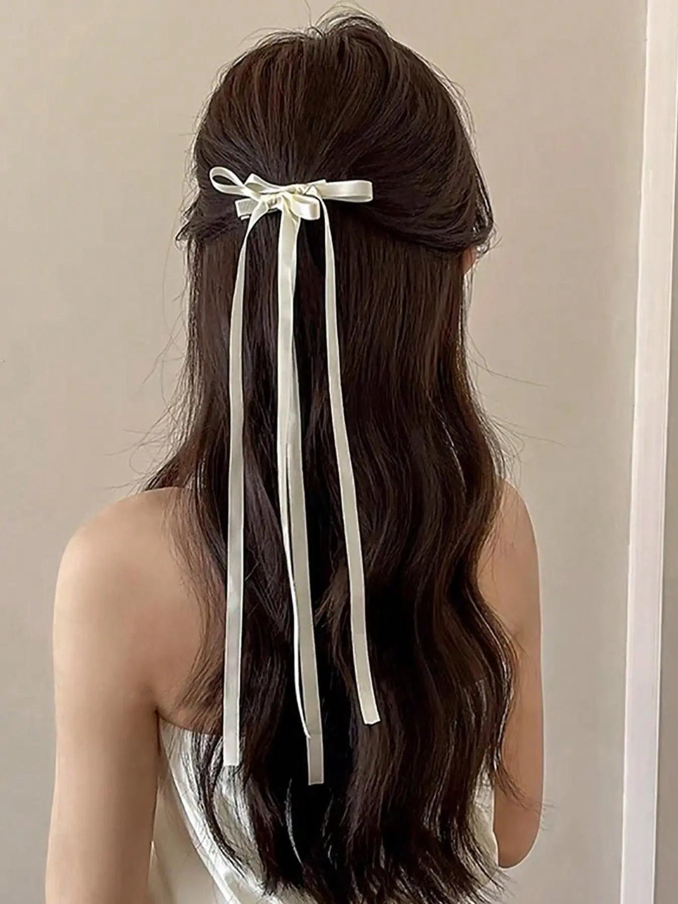 2pcs/set Ribbon Bow Decorative Hair Clips, Nylon Headbands, Braided Hair Ponytail Hair Clips, Sweet Plain Color Fashion Hair Accessories for Women and Girls