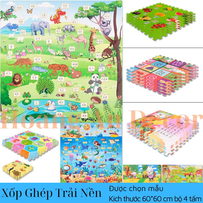 xốp ghép trải sàn, kích thước 60x60 cm, lốc 4 tấm kèm viền không mùi, được lựa chọn nhiều mẫu Decal
