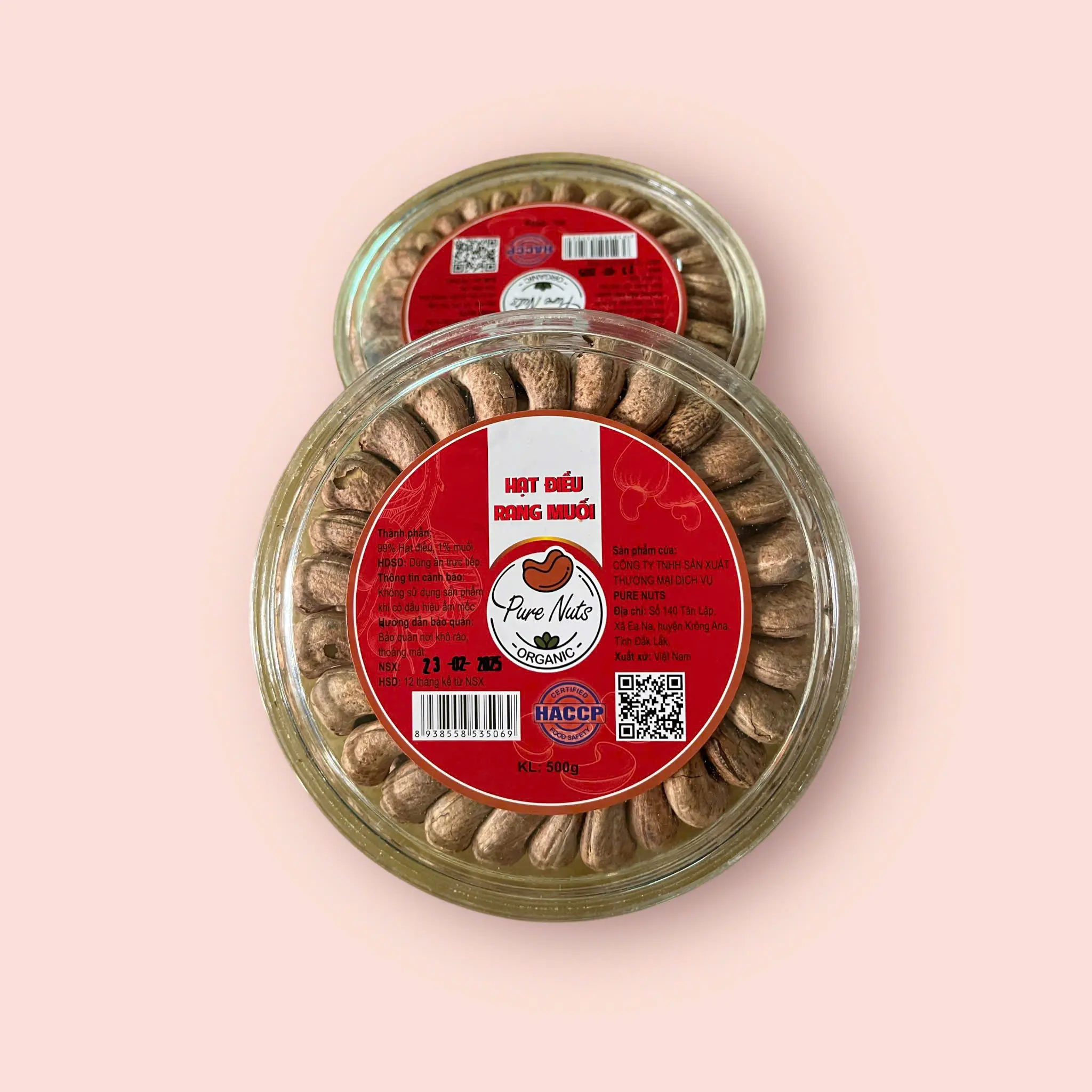 1kg hạt điều rang muối xếp hoa ( 2 hộp) ( trọng lượng bao gồm cả hộp)