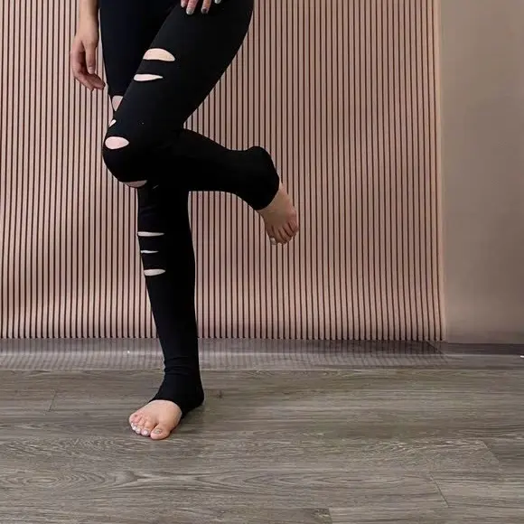 Quần rách tập yoga/gym hàng cao cấp Yborn chất mịn đẹp giãn tốt Sport chỉ giặt tay đỏ ca cao Tập Gym Legging 5