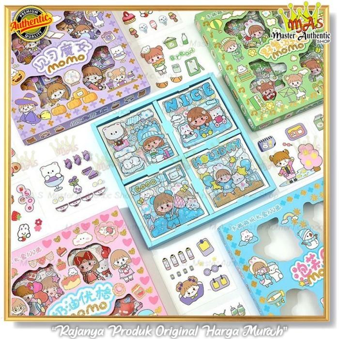 Stiker Motif Kartun Korea Waterproof Momo 100 Lembar/1 Box 4