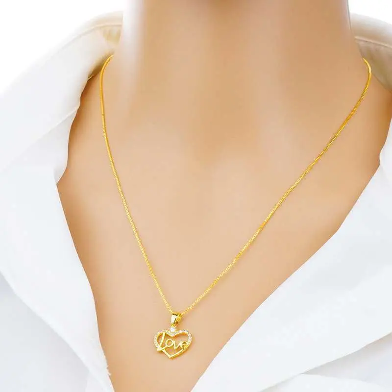 Vòng Cổ Vàng, Dành Cho Phụ Nữ, Dây Chuyền Xương Đòn Mặt Dây Chuyền Tình Yêu Hình Trái Tim Trang Sức Chain Jewelry 5