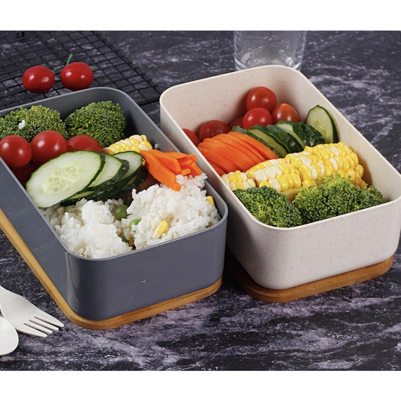 【TEC】BAKO Bento Box Kotak makanan Bekal Makanan Kotak Penyimpanan Makanan Lunch box Kotak Bekal Estetik Kayu minimalis Kotak Makan Tempat Makan Sendok Garpu 1