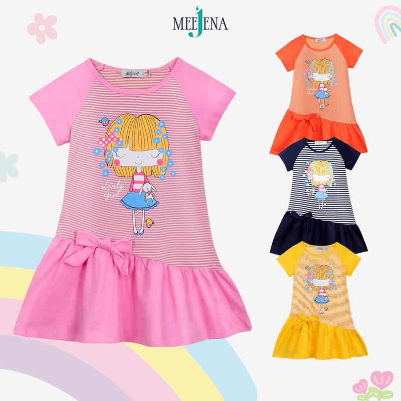 Váy Bé Gái Tay Ngắn Vải Sọc 14 - 39 kg MEEJENA - Váy em bé gái từ 3 - 8 tuổi, Váy cho bé gái - 2102