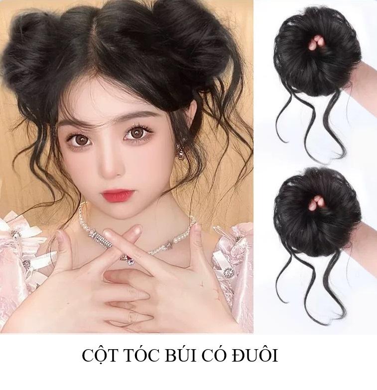 Búi Tóc Giả Tròn Búi Củ Tỏi Xoăn Lơi Dài Dễ Sử Dụng Tạo Nhiều Kiểu
