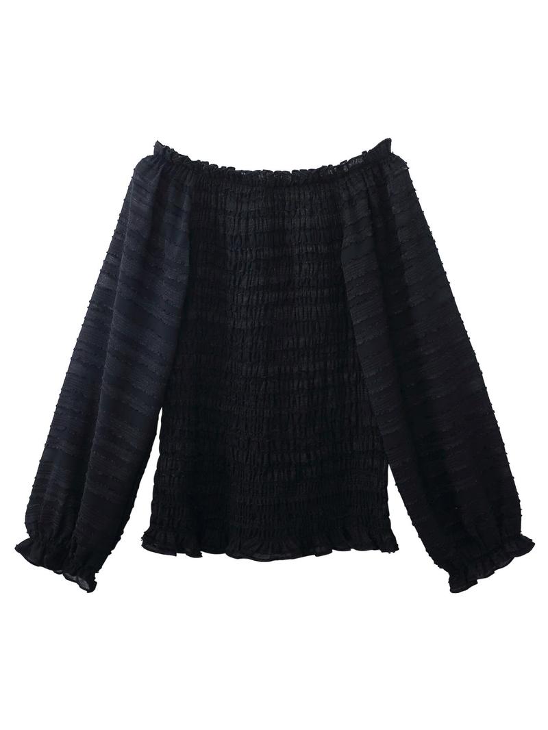 Product Introduction of Women's Plain Off Shoulder Blouse, Elegant Fashion Casual Top for Daily Outdoor Wear, Ladies Clothes for All Seasons 2