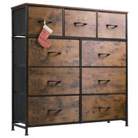 WLIVE Tall Storage Tower | 9-Drawer Organizing Dresser with Wood Grain Finish, Fabric Bins, Steel Frame, Perfect for Hallway/Bedroom