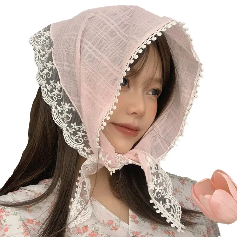 Khăn Trùm Đầu Ren Hoa Đồng Quê Kiểu Pháp Khăn Quàng Quàng Cổ Tam Giác Cho Nữ Băng Đô Gói Tóc Buộc Đầu Phụ Kiện Tóc Dễ Thương Và Ngọt Ngào 2