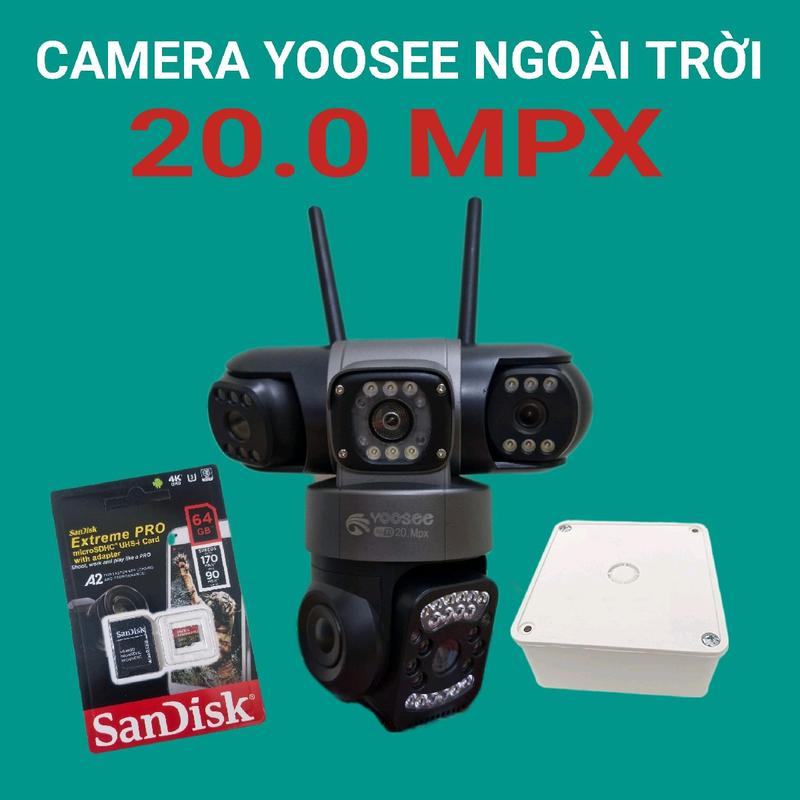 Camera Yoosee ngoài trời, màu Đen Xám  4 Mắt 3 Khung Hình 3, Mắt Xoay Riêng Biệt, Đàm Thoại 2 Chiều Chống Nước theo dõi theo chuyển động,  cảnh báo chống trộm. ban đêm có màu. 4