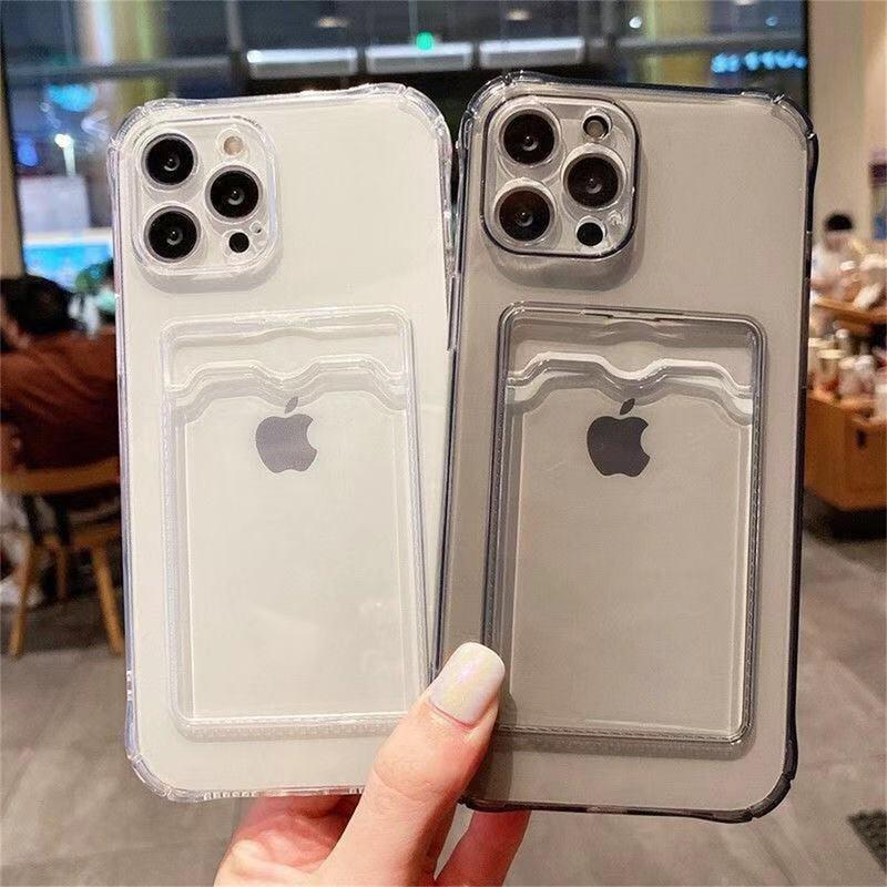Túi thẻ chống sốc Ốp Điện Thoại mềm Tương thích IPhone 14 13 12 11 Pro Max XS X XR 8 + 7 6 Plus vỏ trong suốt vỏ silicon bộ bảo vệ máy ảnh di động