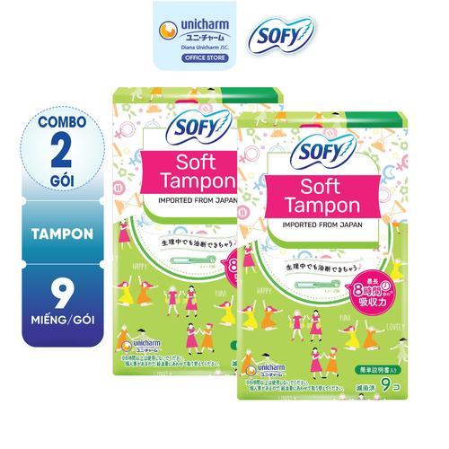 [COMBO 2] Sofy Băng vệ sinh tampon mềm mại hộp 9 miếng - nhập khẩu Nhật Bản