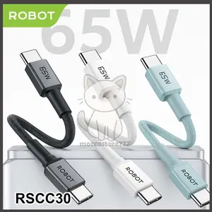 Robot RSCC30 Kabel Data Type C to Type C 30cm Fast Charging 65W - Garansi Resmi 1 Tahun