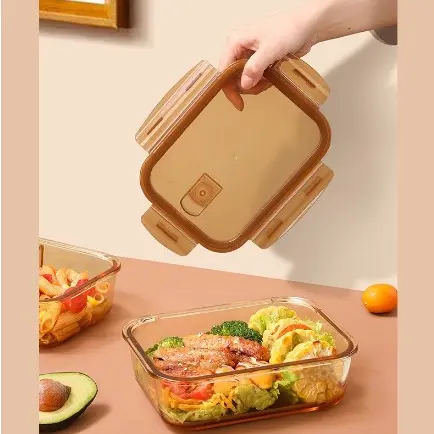 Hộp Thủy Tinh Hổ Phách Nhiều Size, 1-2 Ngăn – Chống Tràn, Chịu Nhiệt, Quay Lò Vi Sóng, Sang Trọng 3
