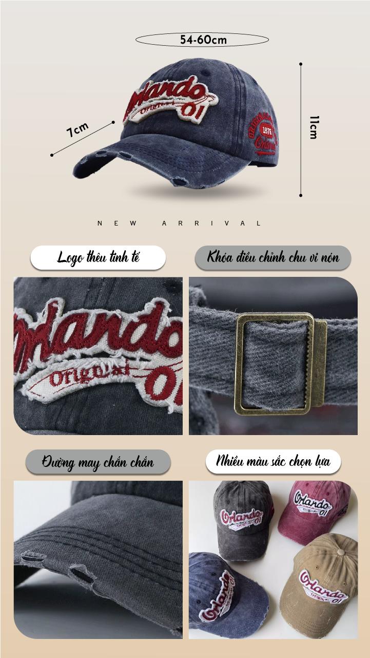 Product Introduction of Mũ Lưỡi Trai Nam Nữ ORLANDO Jussy Official Nón Kết Chất Jean Wash Form Mềm Unisex Nhiều Màu Hot Có Khóa Điều Chỉnh Women Cap Hat 2