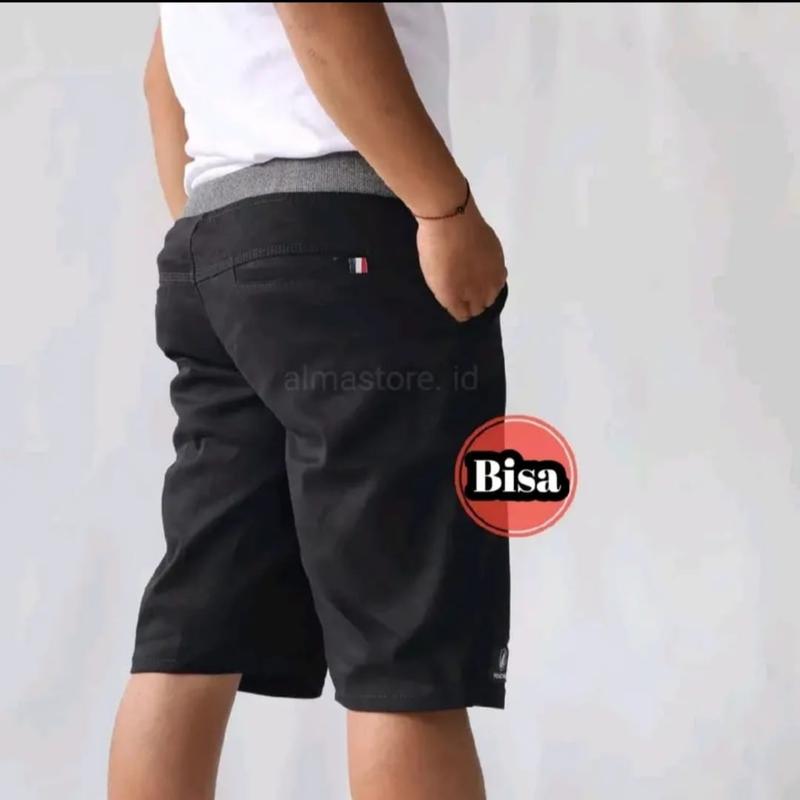 PROMO 50 RB 3 PCS Celana Pendek Pria Cowok Dewasa Chinos RIP Pinggang Karet melar nyaman Santai Shorts 1