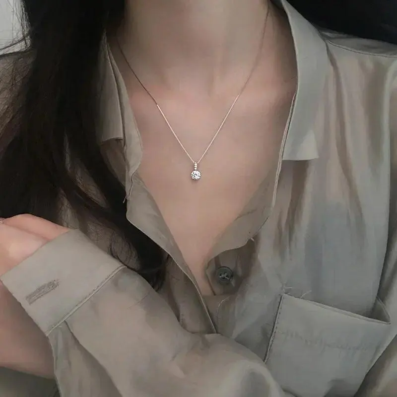 Vòng Cổ Zircon Tròn, Thời Trang, Bạc Sterling 925, Phong Cách Tối Giản, Mặt Dây Chuyền Choker Quyến Rũ, Thích Hợp Cho Bữa Tiệc, Quà Tặng Cho Phụ Nữ, Đồ Trang Sức Tinh Xảo 0