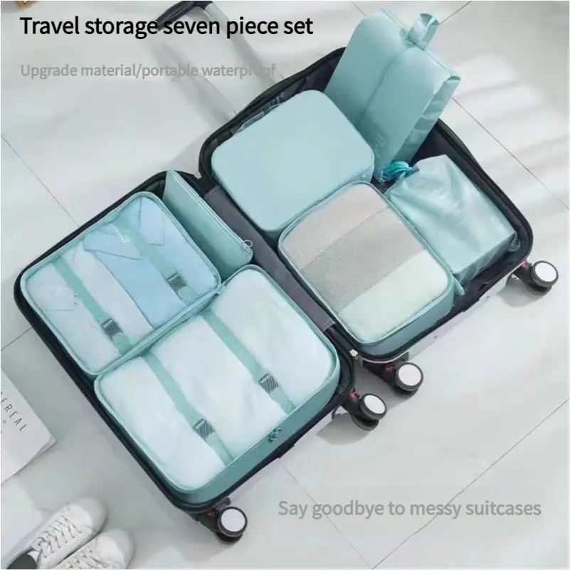 Household compression storage bag seven-piece large capacity clothes organizer travel bag dedicated portable storage bag suit