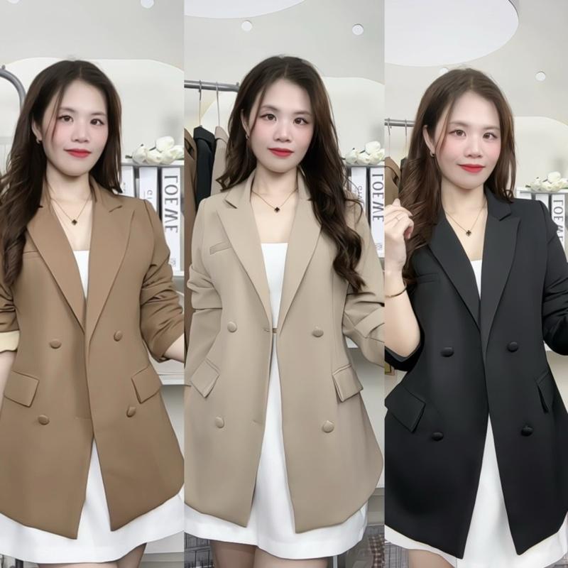 Áo Khoác Blazer Có Chiết Eo Nút Bọc 2 Lớp Dày Dặn Tôn Dáng A2