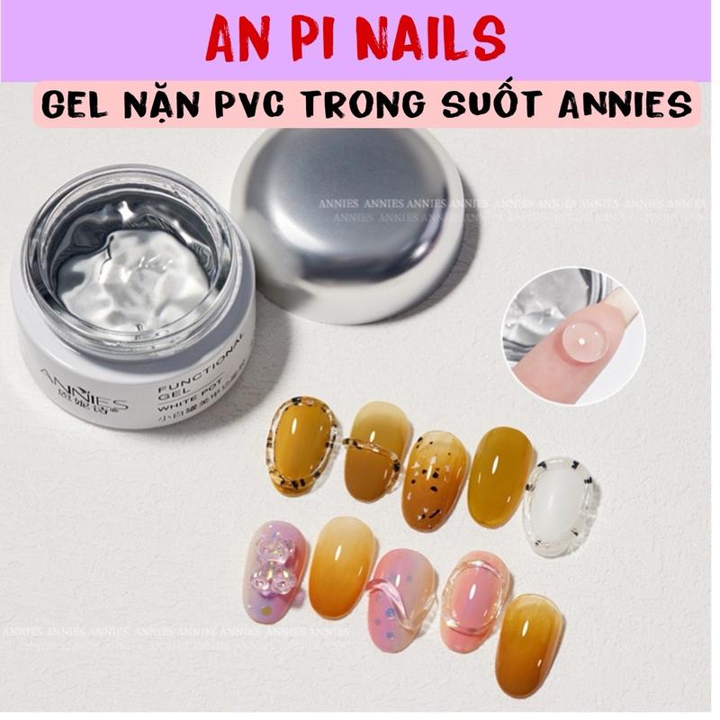 Gel nặn PVC không dính tay trong suốt, màu trắng Annies, gel định hình hũ to 20g, An Pi Nails