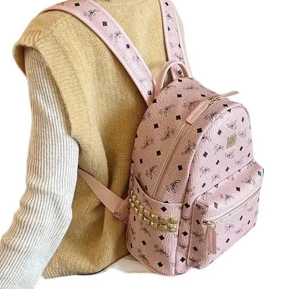Balo Nam Nữ Da PU Họa Tiết Chữ M Thời Trang Phong Cách Hàn Quốc SIZE 40 - Đựng vừa sách vở A4, Atlat Địa Lý, laptop 14in 1