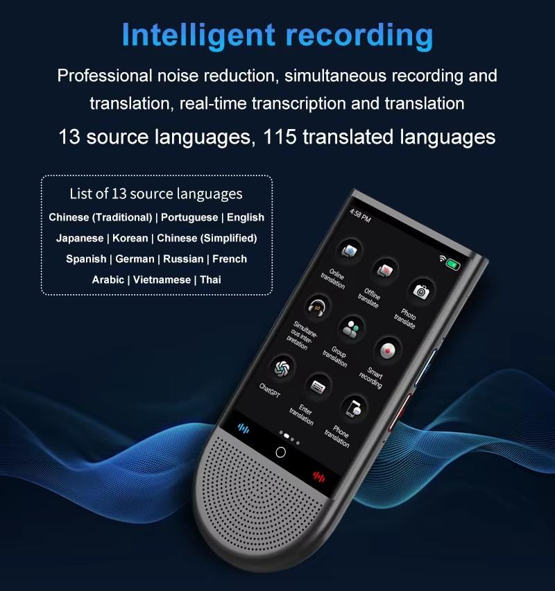 Product Introduction of Latham S15 4G Portable AI Translator 16GB Memory 148 Language Smart Translate In Real Time Voice Photo Offline Translated 8